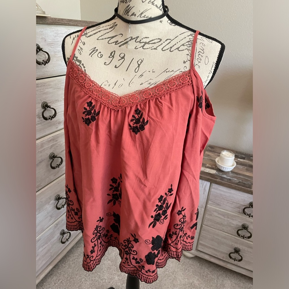 Cold shoulder embroidered blouse